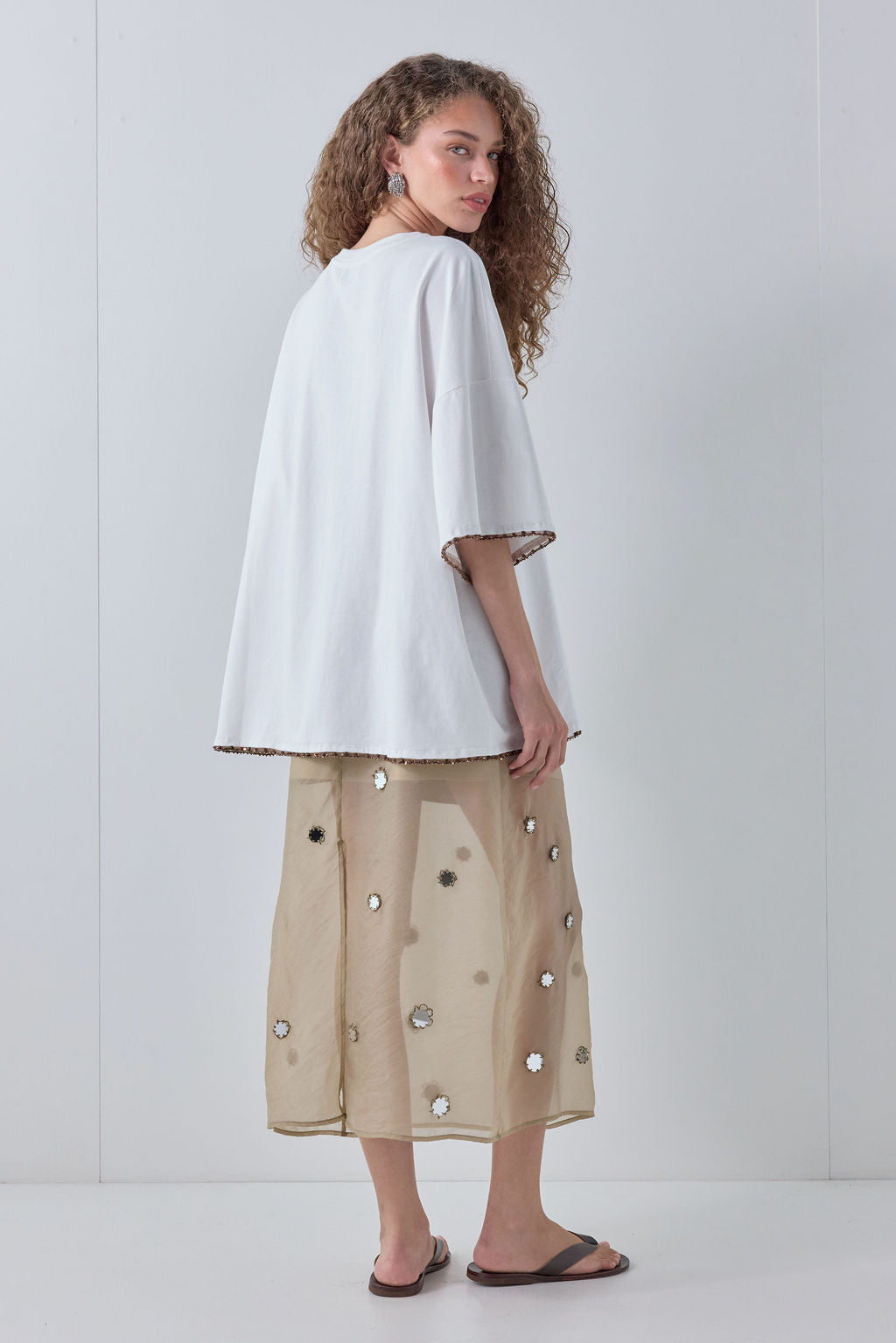 Willow Beaded Organic Cotton Tee White