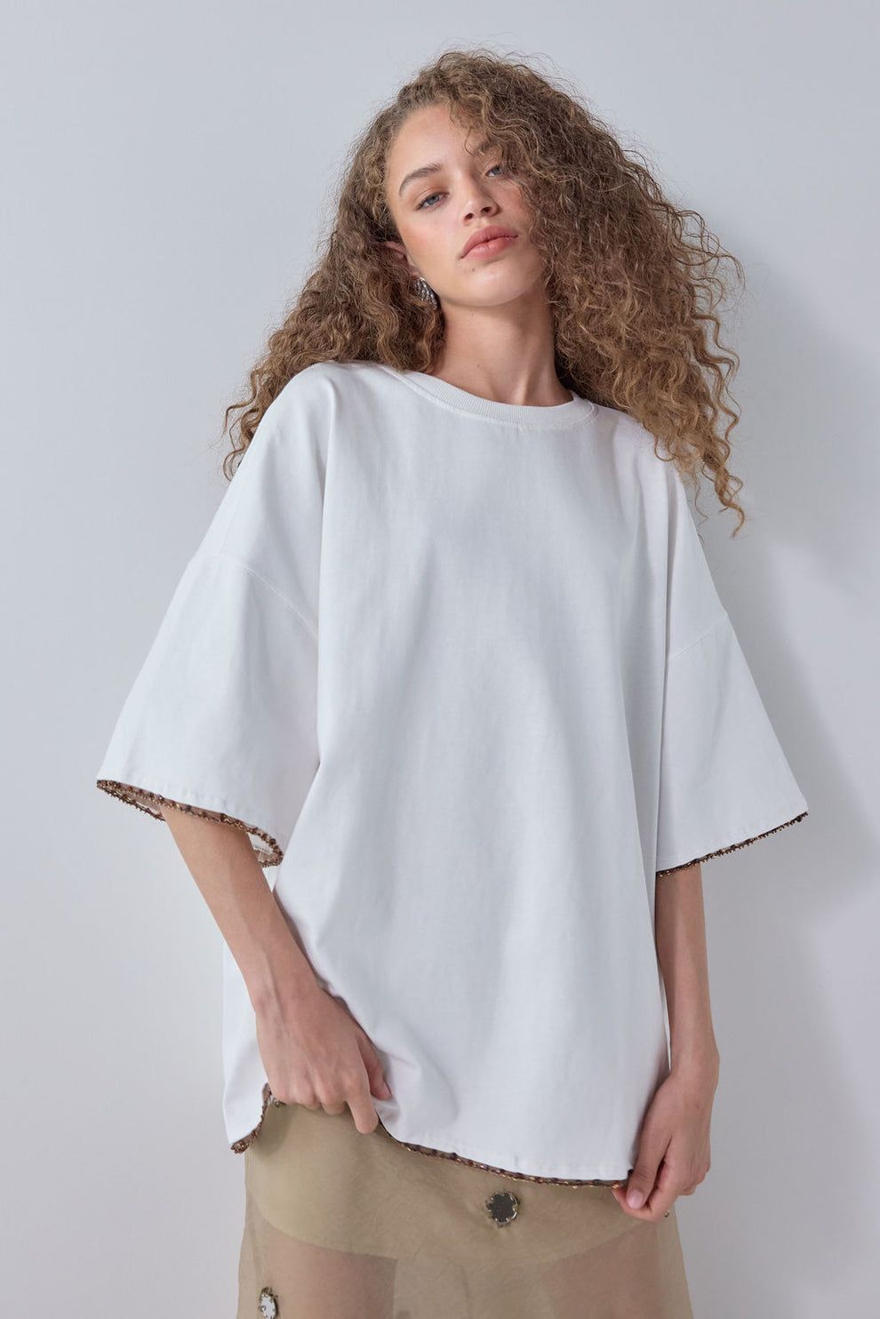 Willow Beaded Organic Cotton Tee White - size:Maria:AU 6 / US 2