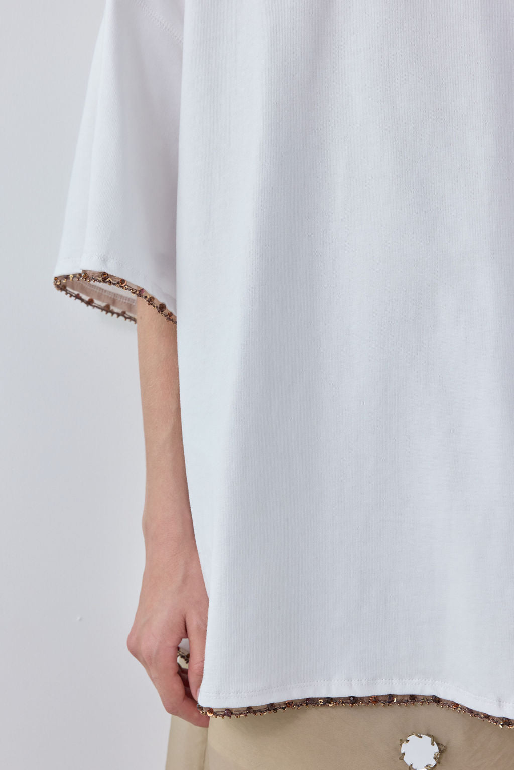 Willow Beaded Organic Cotton Tee White
