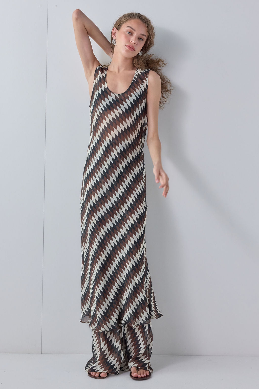 Eva Sheer Midi Dress Geo 