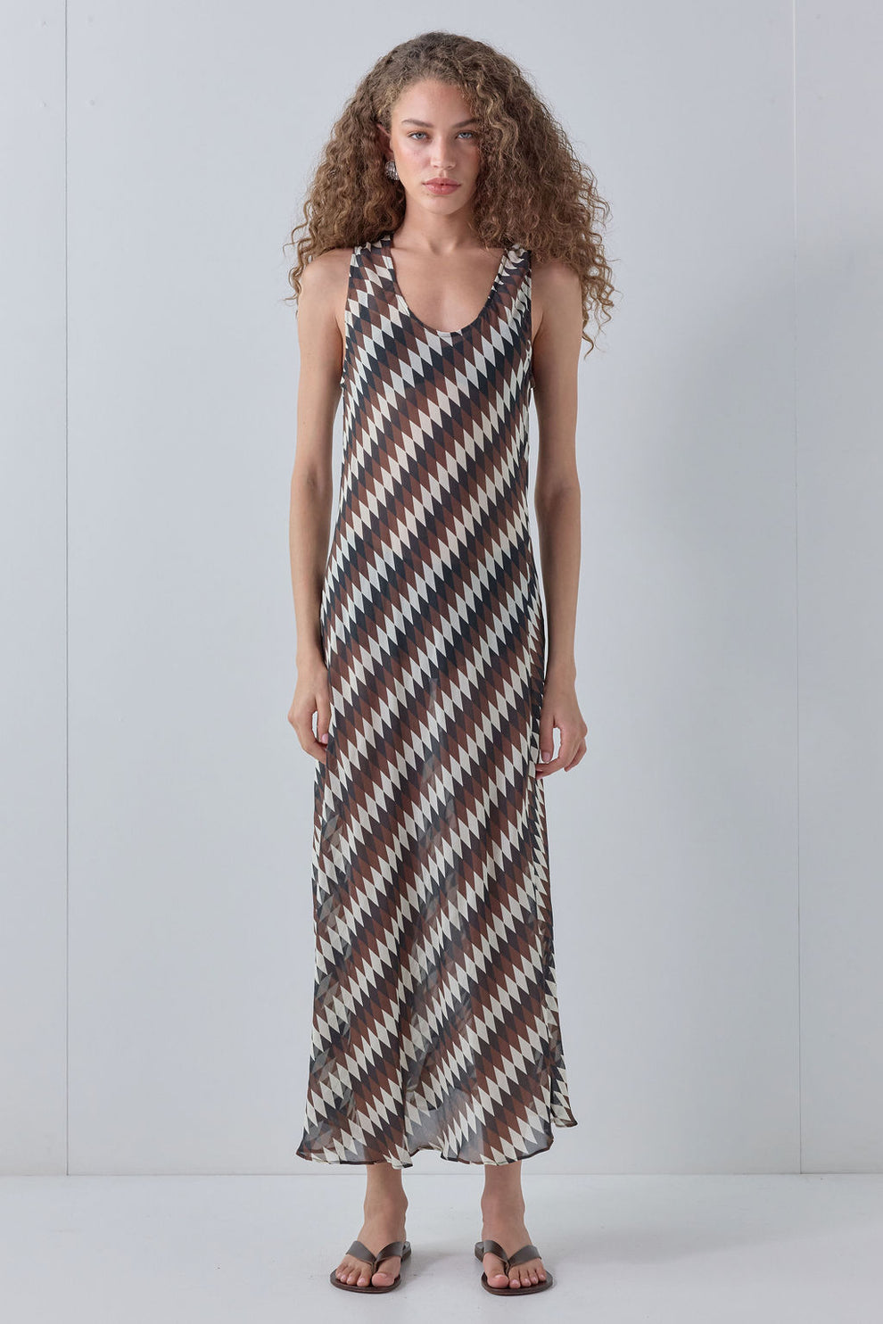 Eva Sheer Midi Dress Geo - size:Maria:AU 6 / US 2