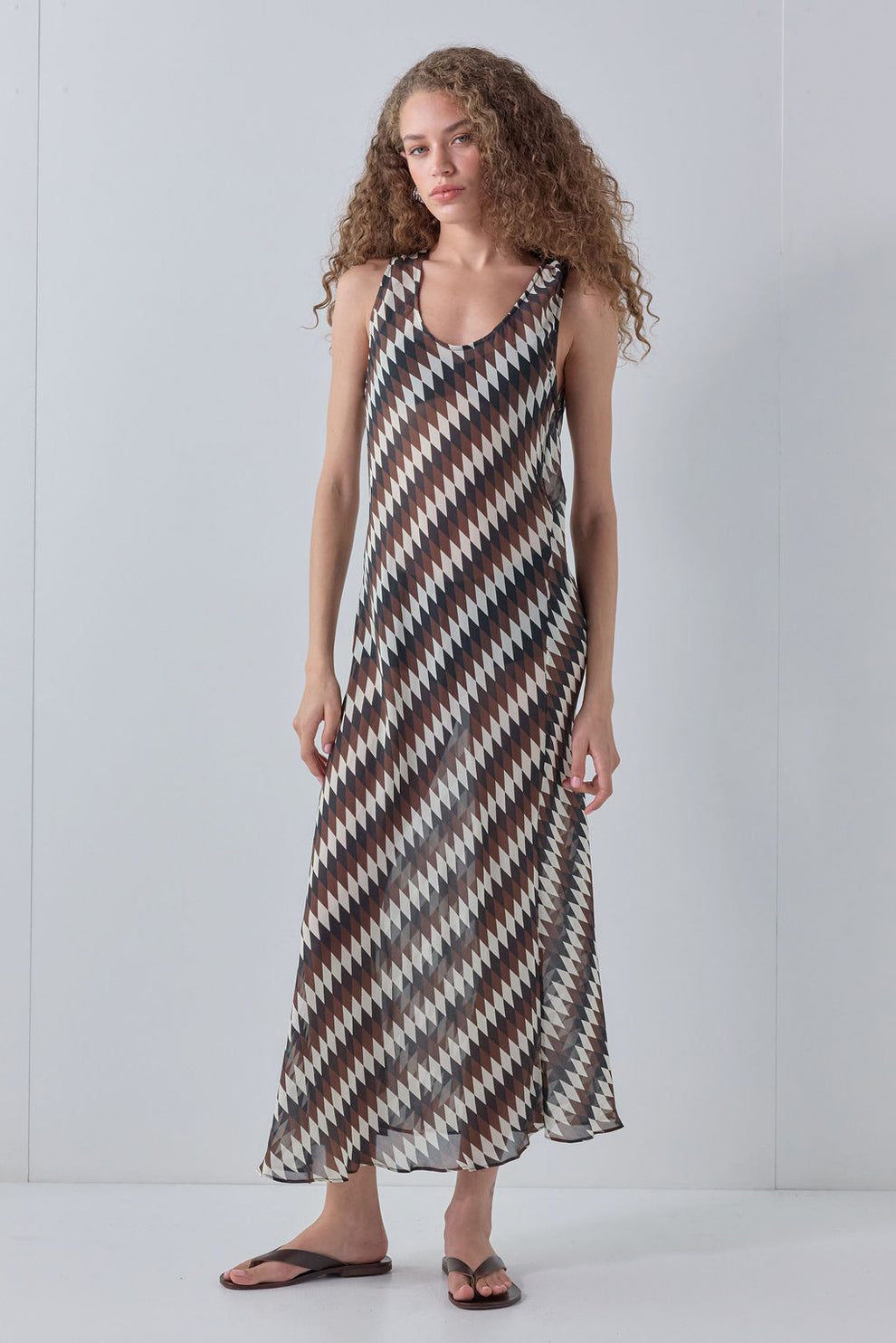 Eva Sheer Midi Dress Geo 