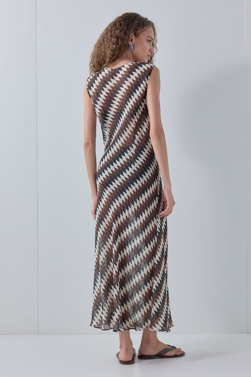 Eva Sheer Midi Dress Geo 