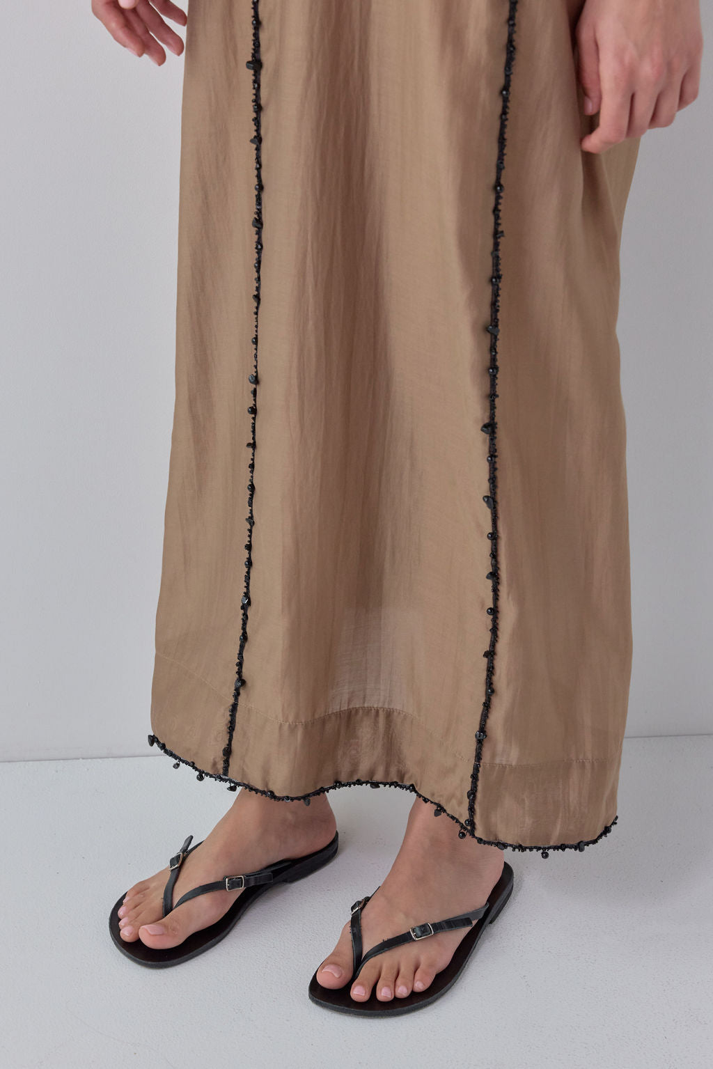 Anouk Beaded Sheer Maxi Dress Brown