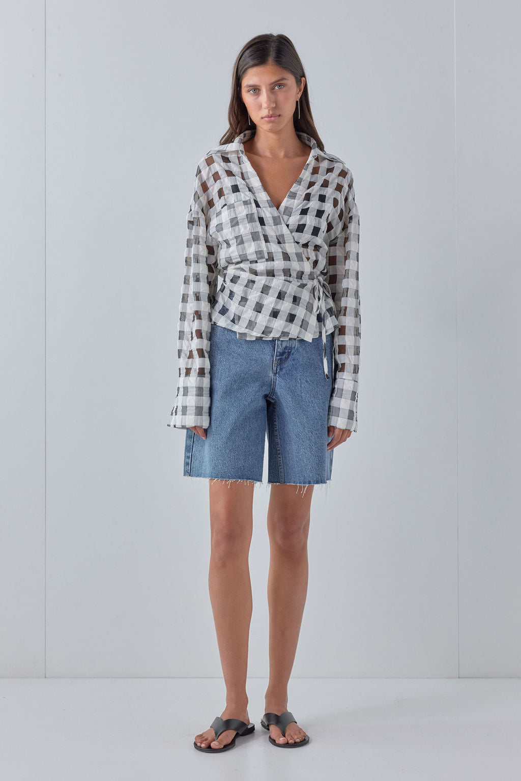 Murphy Sheer Shirt Black Check