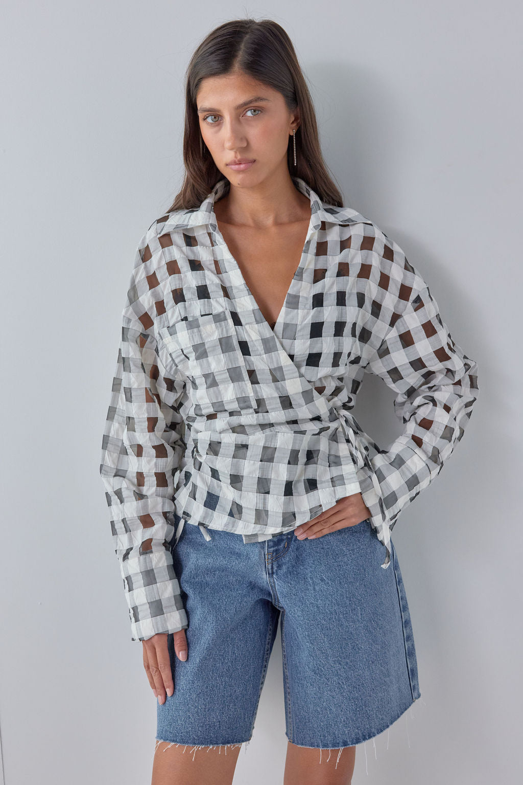 Murphy Sheer Shirt Black Check