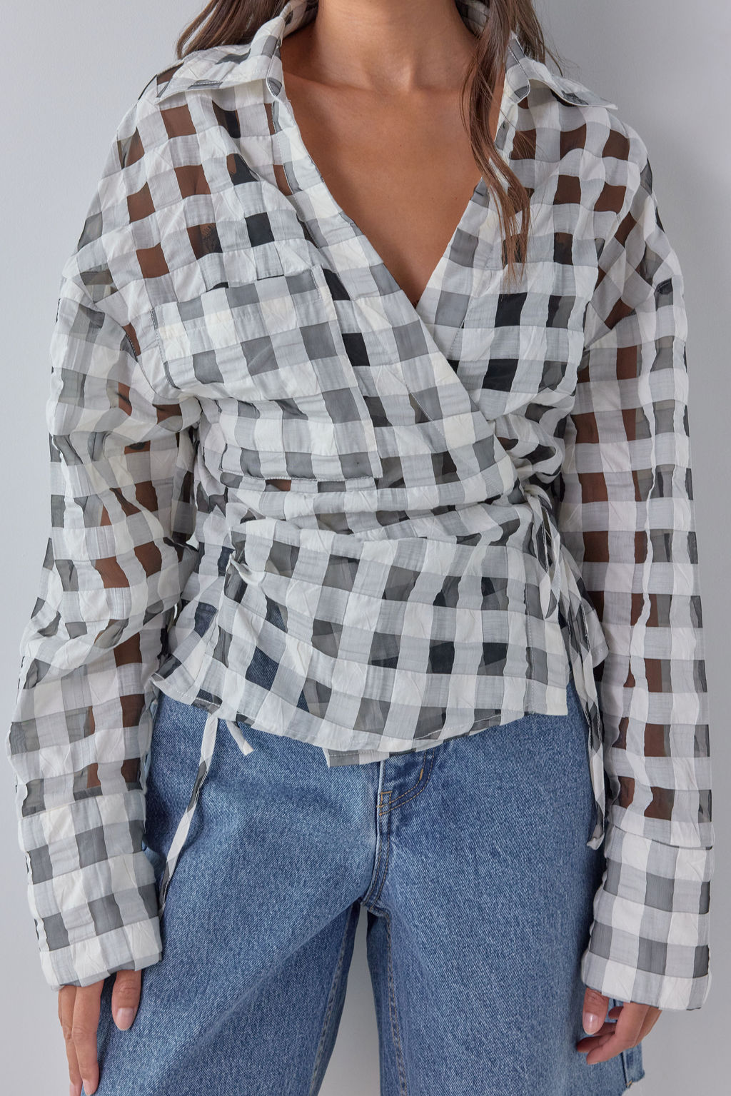 Murphy Sheer Shirt Black Check
