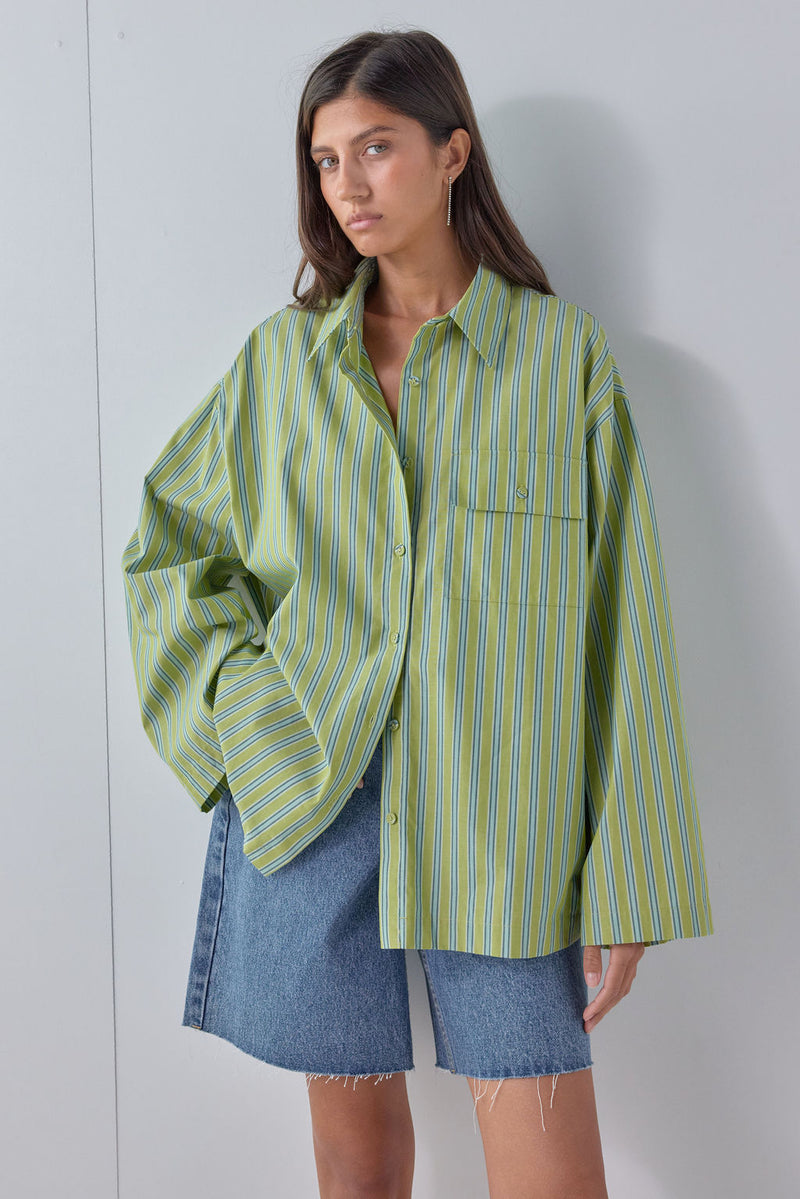 Vale Shirt Moss Stripe - size:Aida:AU 6 / US 2