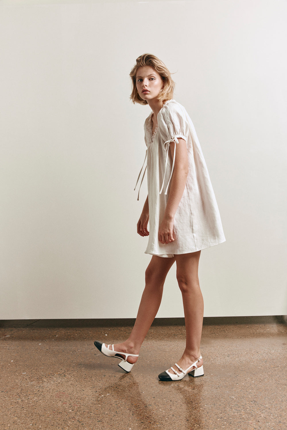 Evelyn Linen Mini Dress White