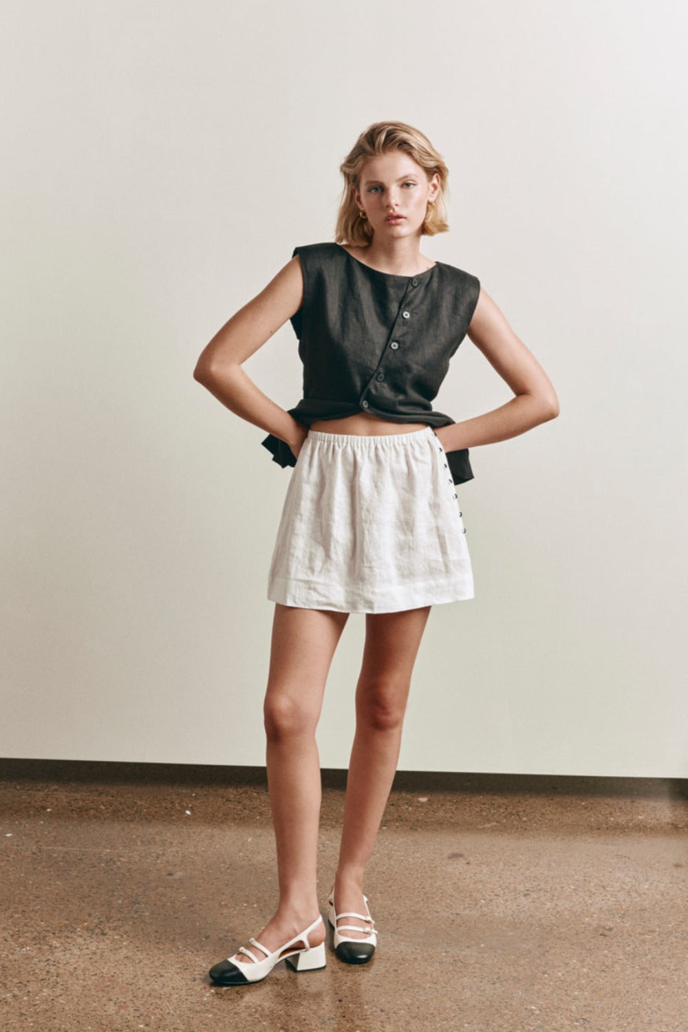 Nature of Art Linen Mini Skirt White