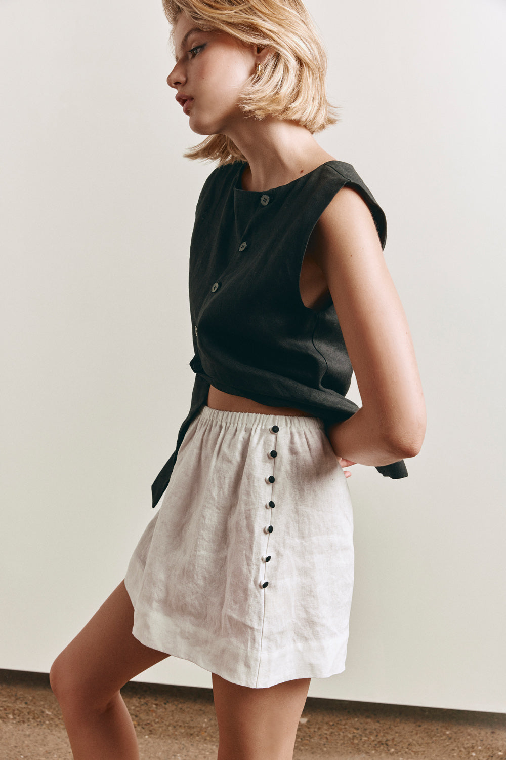Nature of Art Linen Mini Skirt White