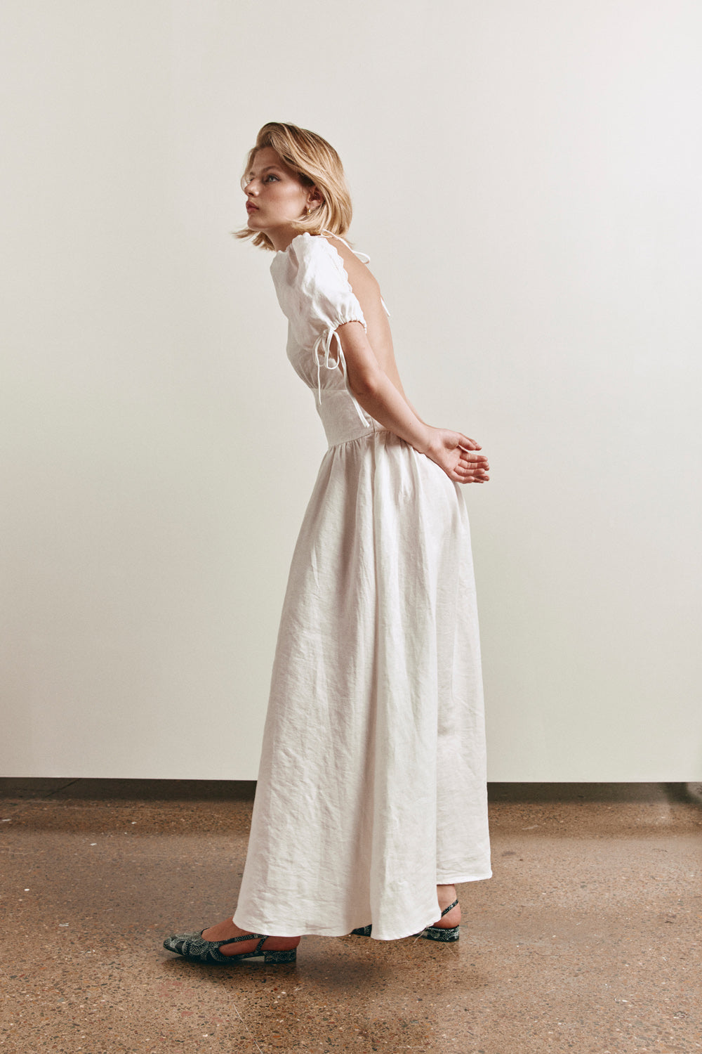 Paradiso Linen Midi Dress White