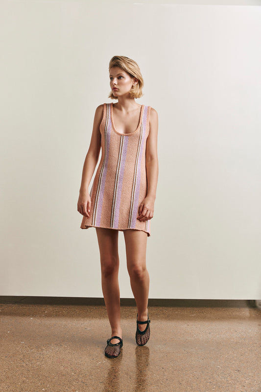 Cleo Knit Mini Dress Pink Stripe