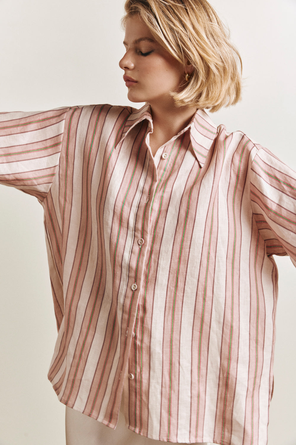 Leila Linen Shirt Pink Stripe