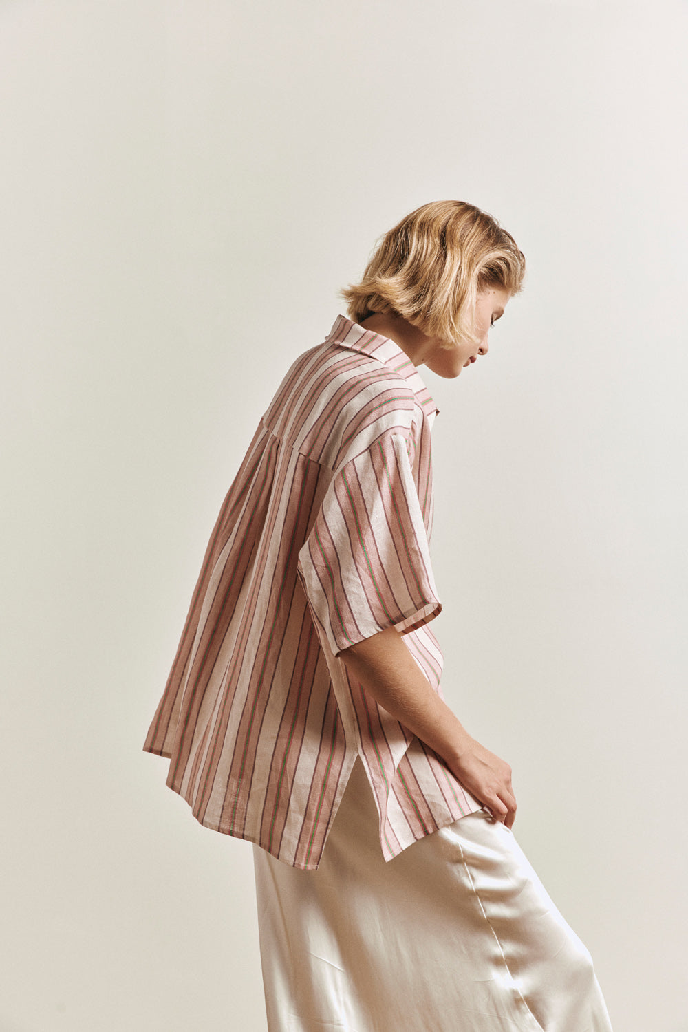 Leila Linen Shirt Pink Stripe