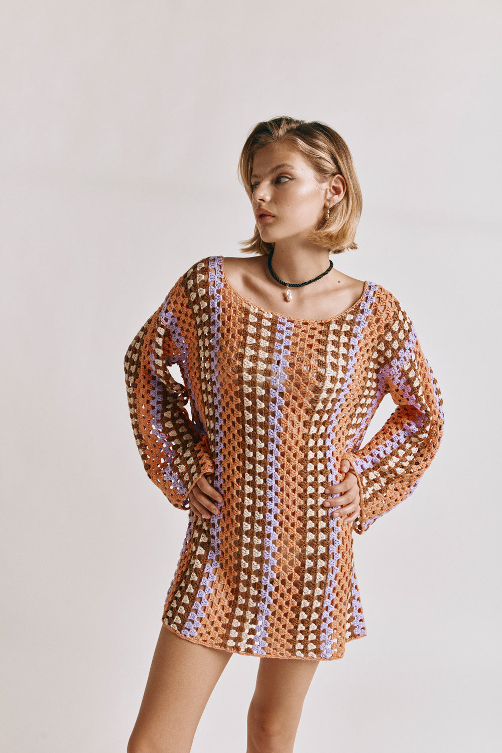 Myra Crochet Mini Dress Apricot VRG GRL myra-crochet-mini-dress-apricot-vrg-grl