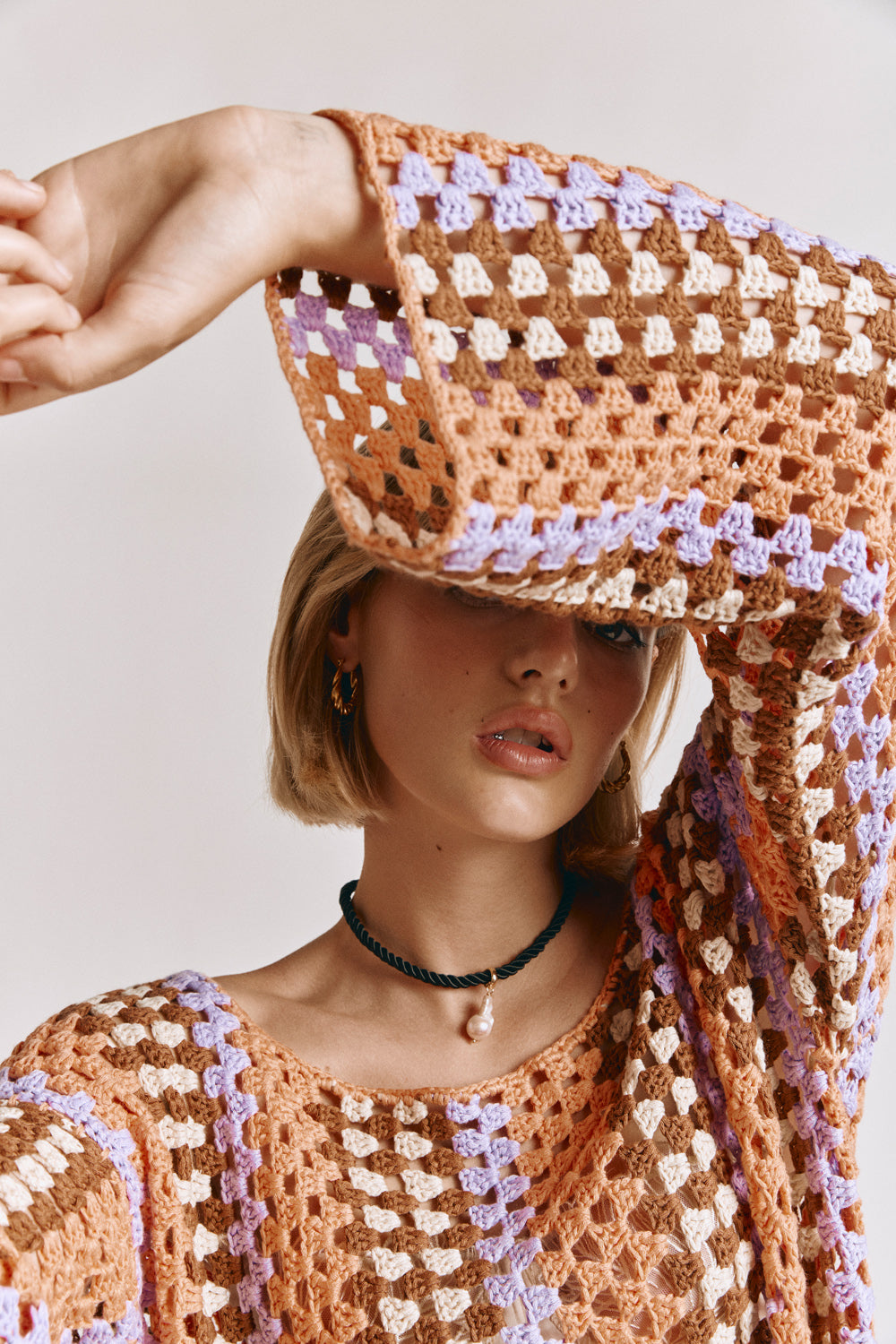 Myra Crochet Mini Dress Apricot