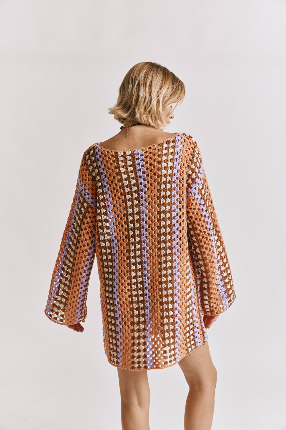Myra Crochet Mini Dress Apricot