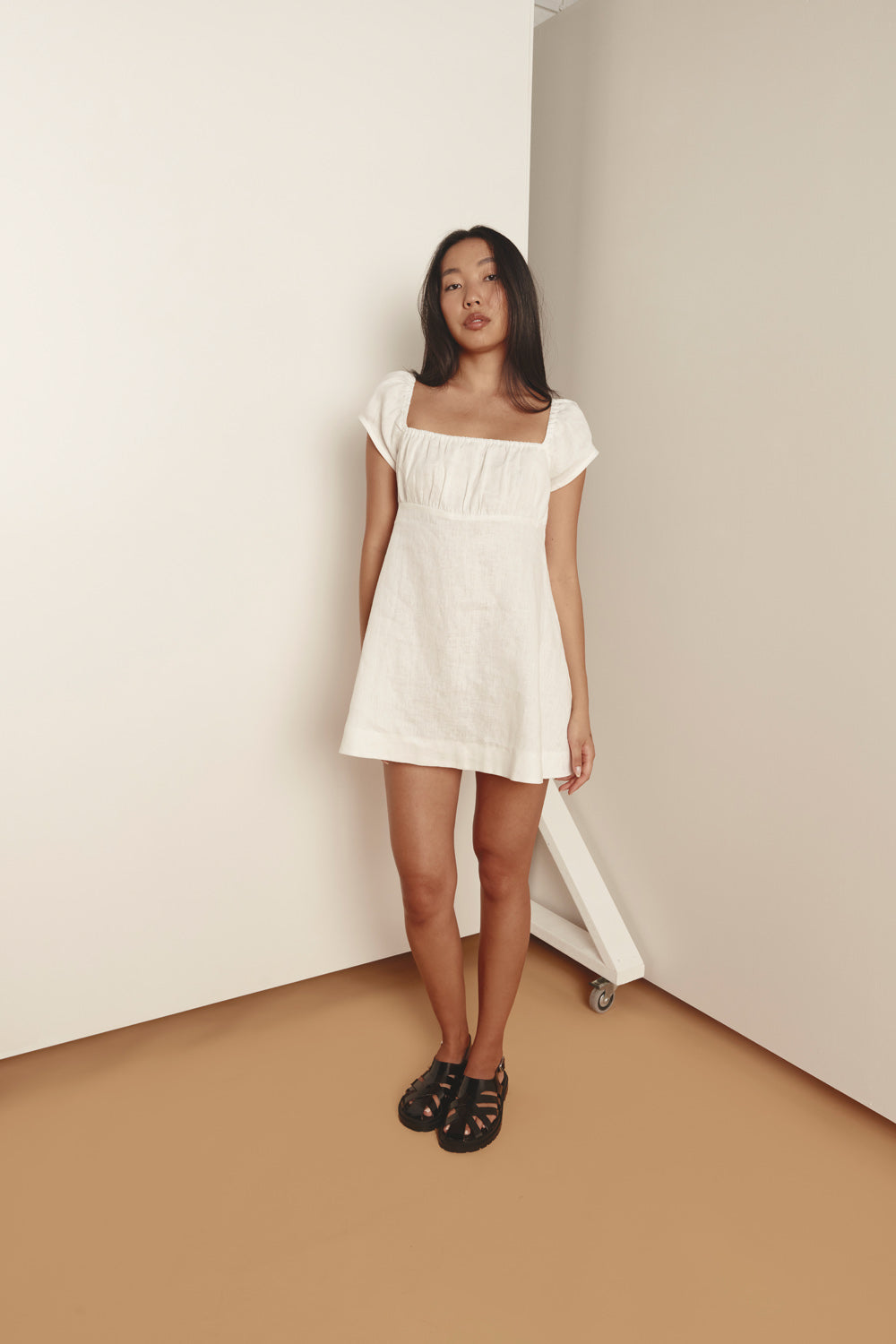 Claire Linen Mini Dress White