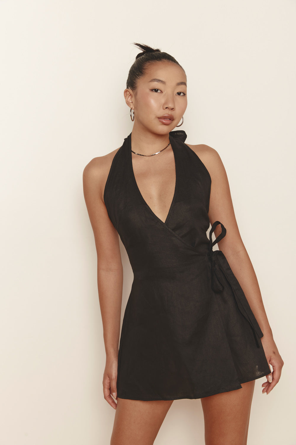 Sonny Linen Mini Dress Black