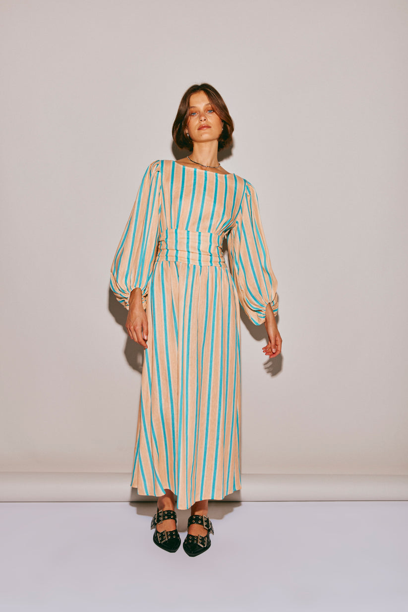 Tularosa Linen Midi Dress Spritz VRG GRL