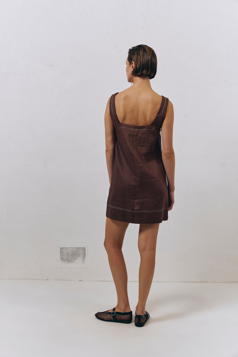 Alice Linen Mini Dress Brown VRG GRL Alice Linen Mini Dress Brown VRG GRL