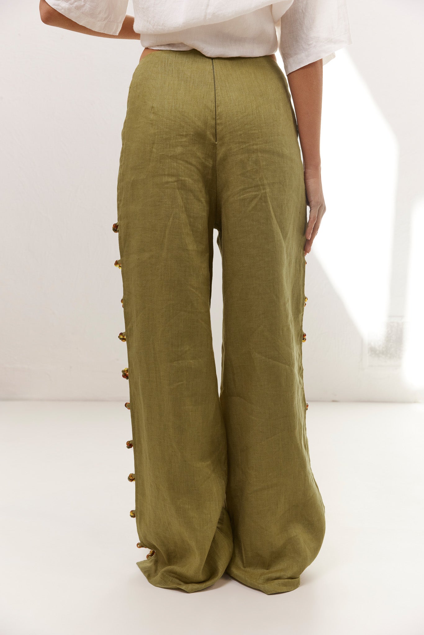 Tim tapered linen blend pants - Burned Olive