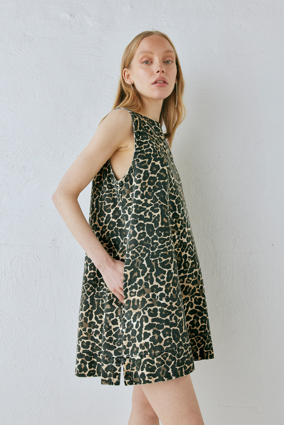 Zia Denim Mini Dress Leopard VRG GRL Zia Denim Mini Dress Leopard VRG GRL