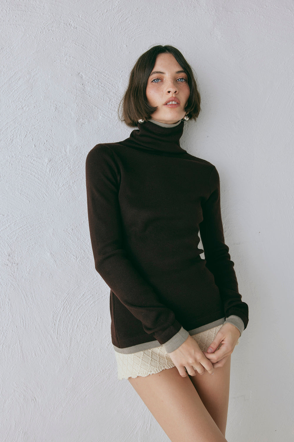Bea Knit Skivvy Chocolate - size:Lily:XS