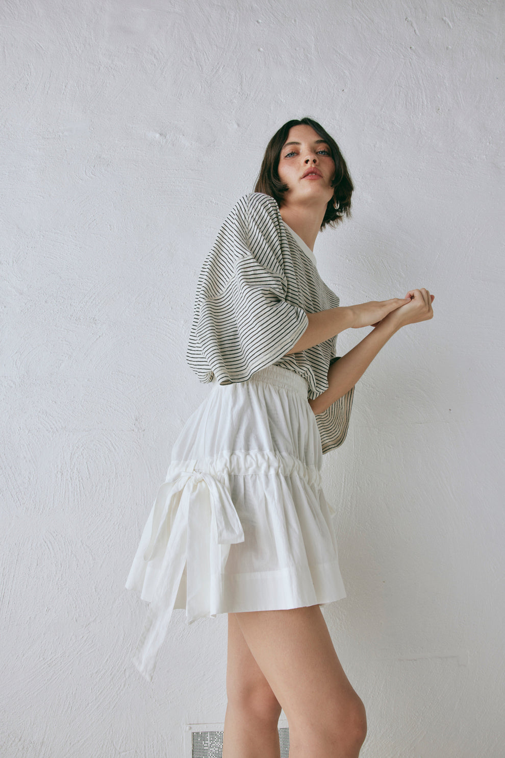 lily white black mini skirt Lily Mini Skirt White – VRG GRL
