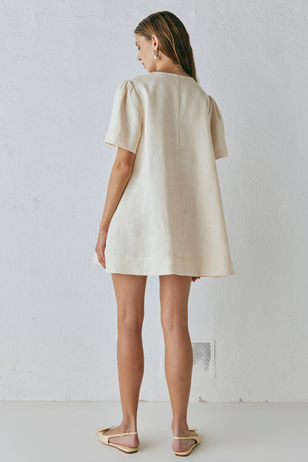 Olsen Linen Mini Dress Cream VRG GRL Olsen Linen Mini Dress Cream VRG GRL