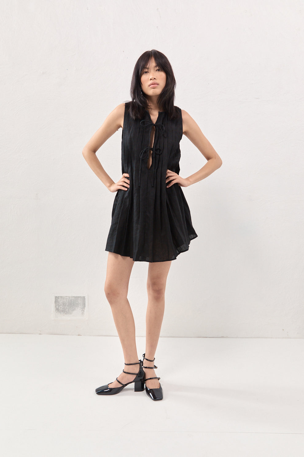 Valeria Linen Mini Dress Black VRG GRL Valeria Linen Mini Dress Black VRG GRL