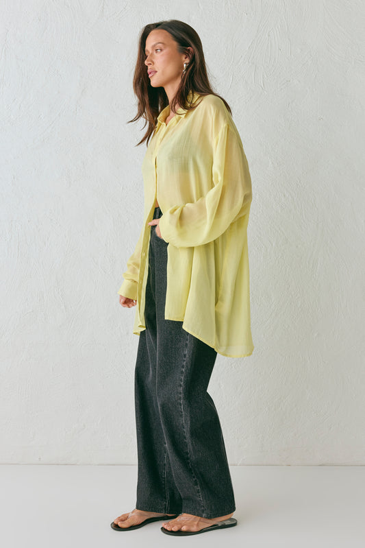 June Sheer Shirt Lemon - size:Casey:AU 8 / US 4