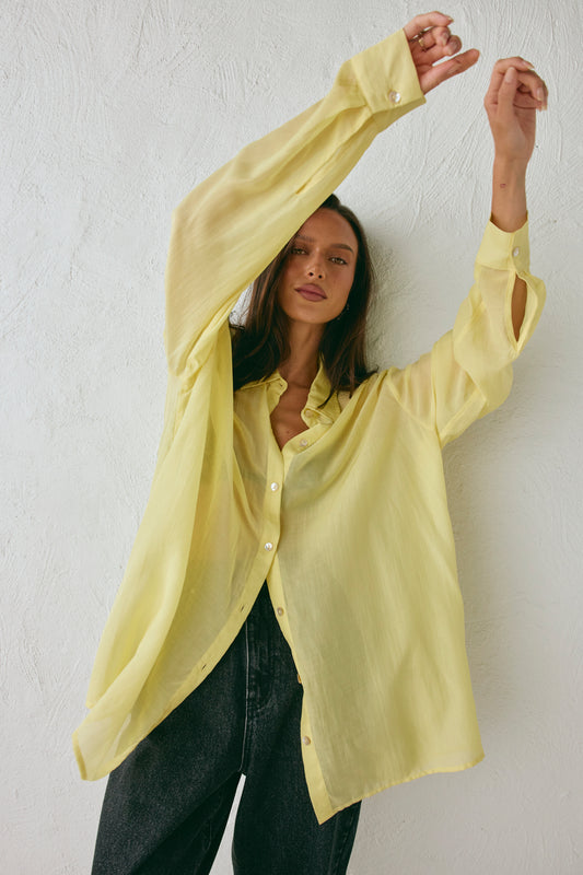 June Sheer Shirt Lemon - size:Casey:AU 8 / US 4