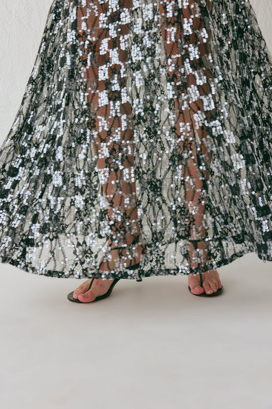 Robbie Sequin Maxi Dress Cream - size:MC:AU 6 / US 2