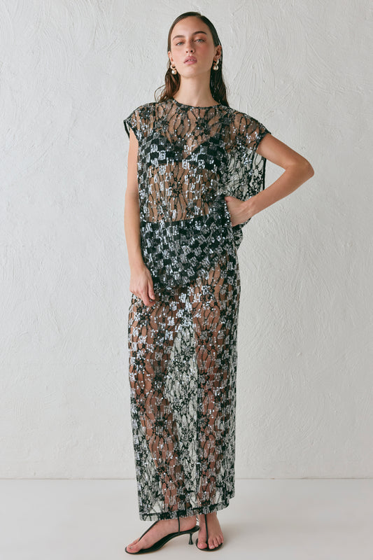 Devyn Sequin Midi Skirt Black - size:MC:AU 8 / US 4