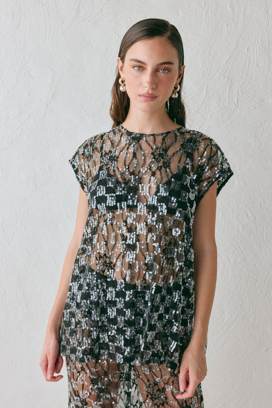 Devyn Sequin Top Black - size:MC:AU 6 / US 2