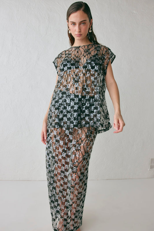 Devyn Sequin Top Black - size:MC:AU 6 / US 2