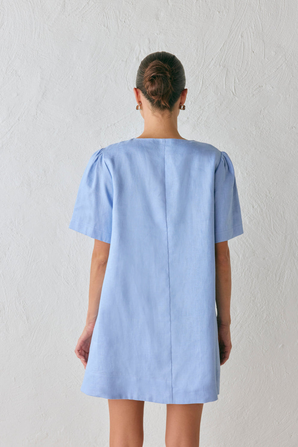 Olsen Linen Mini Dress Blue VRG GRL Olsen Linen Mini Dress Blue VRG GRL