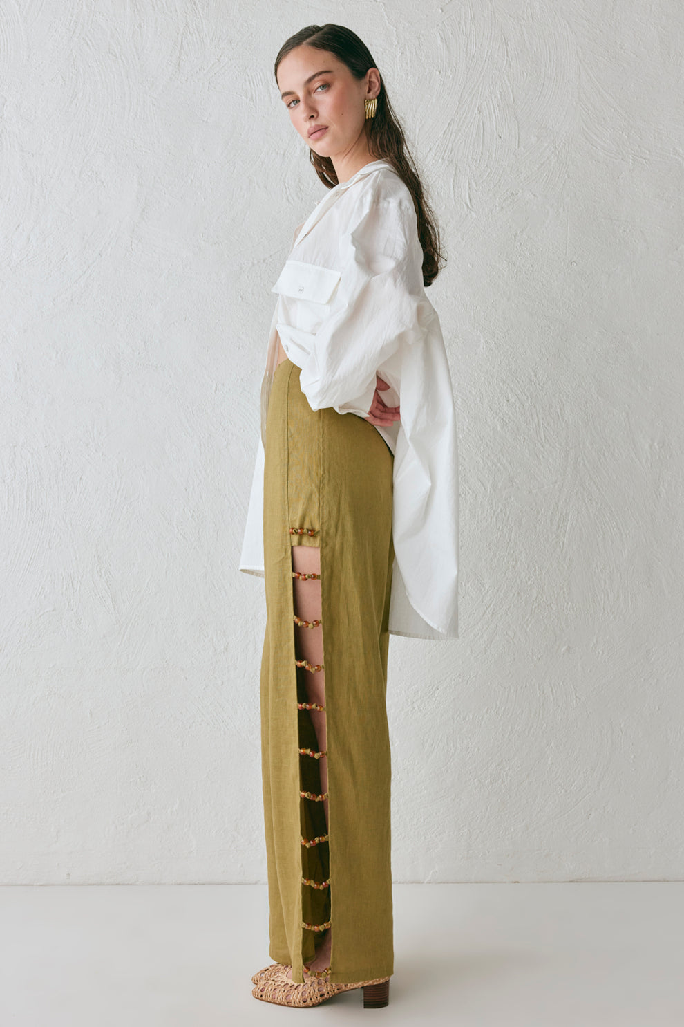 Tia Linen Pants Olive VRG GRL Tia Linen Pants Olive VRG GRL