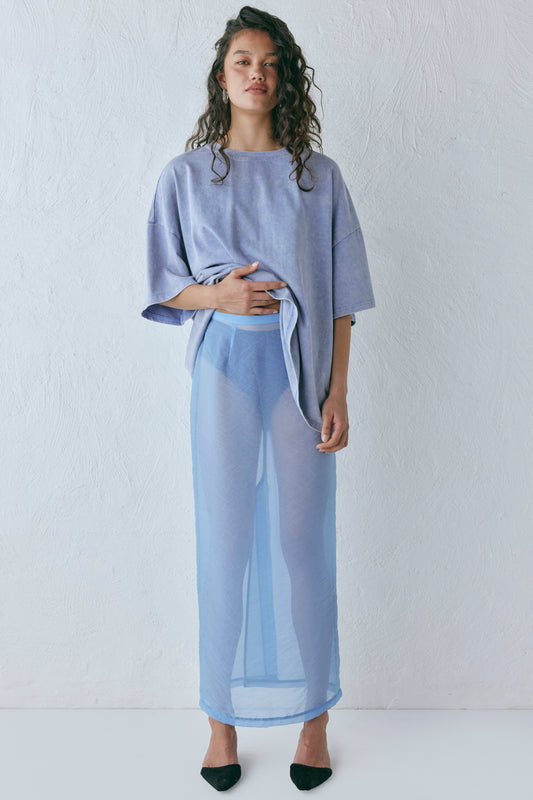 Devyn Sheer Midi Skirt Powder Blue - size:Natasha:AU 8 / US 4