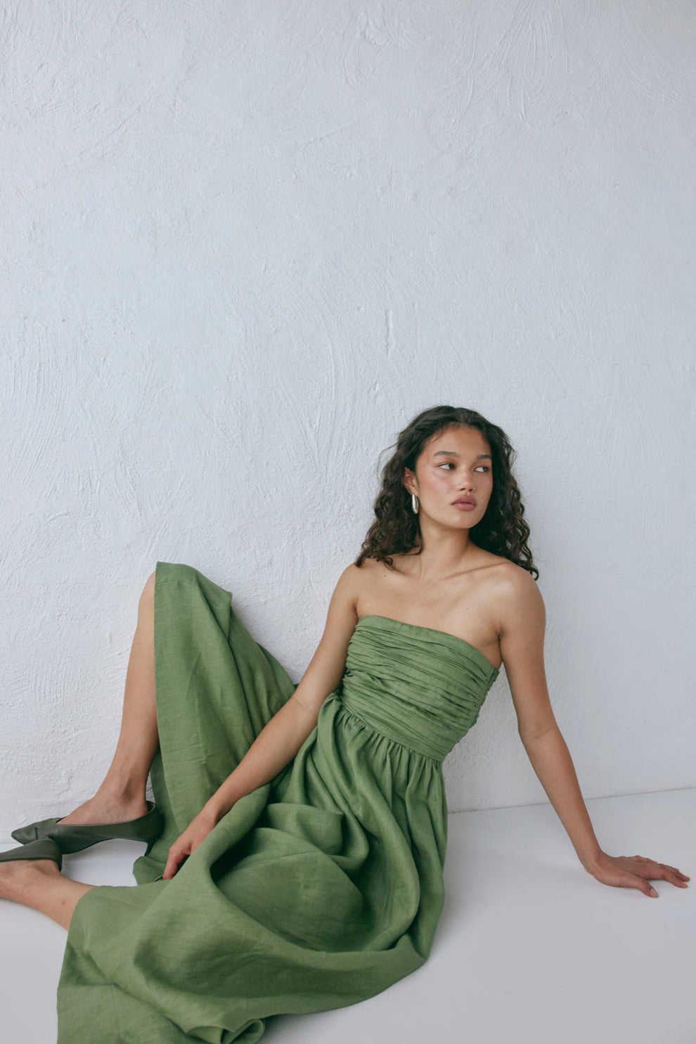 olive green linen maxi dress Linen Midi Dress, Linen Dress for Women, Heavy Linen Dress, Military Green Dress, Linen Fall Dress, Linen Wrap Dress, Linen Clothes, XS / Natural