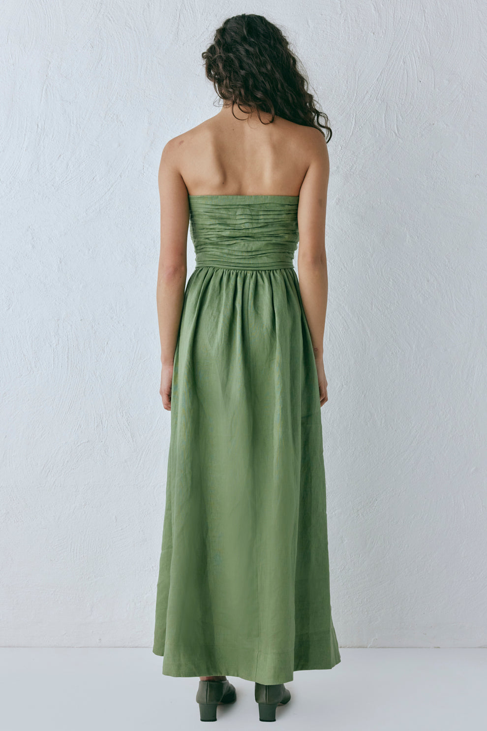 Saint Malo Linen Maxi Dress Olive VRG GRL Saint Malo Linen Maxi Dress Olive VRG GRL