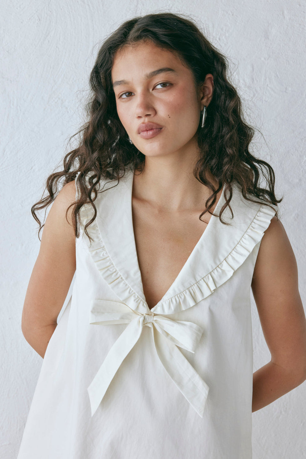 anja mini dress white OW Intimates Anja Shirt Dress White Long Sleeve Collar Mini Revolve S NWT $120