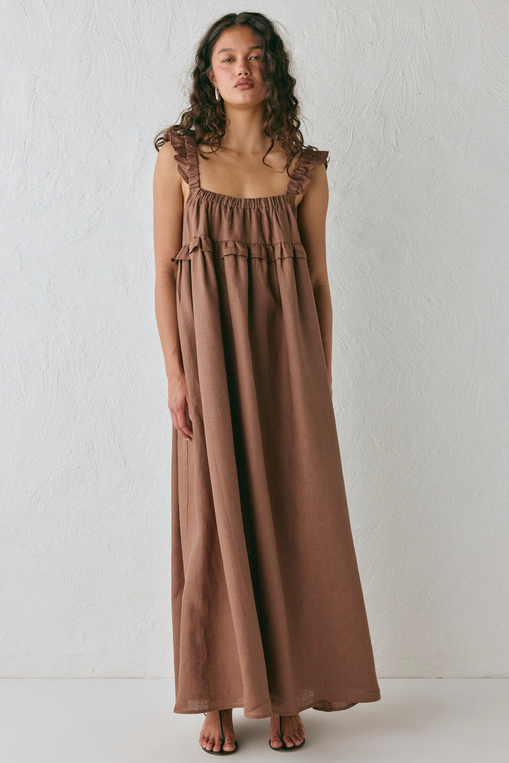Rossana Linen Maxi Dress Chocolate VRG GRL Rossana Linen Maxi Dress Chocolate VRG GRL