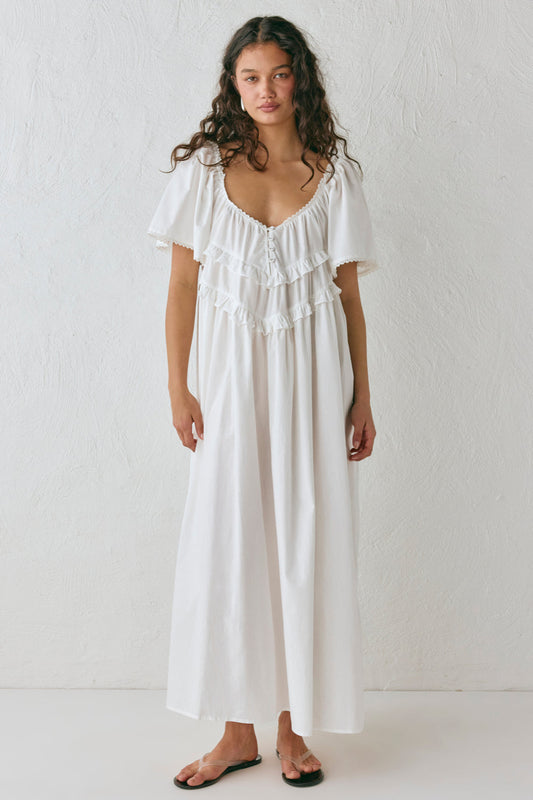 La Prairie Smock Midi Dress White - size:Natasha:AU 8 / US 4