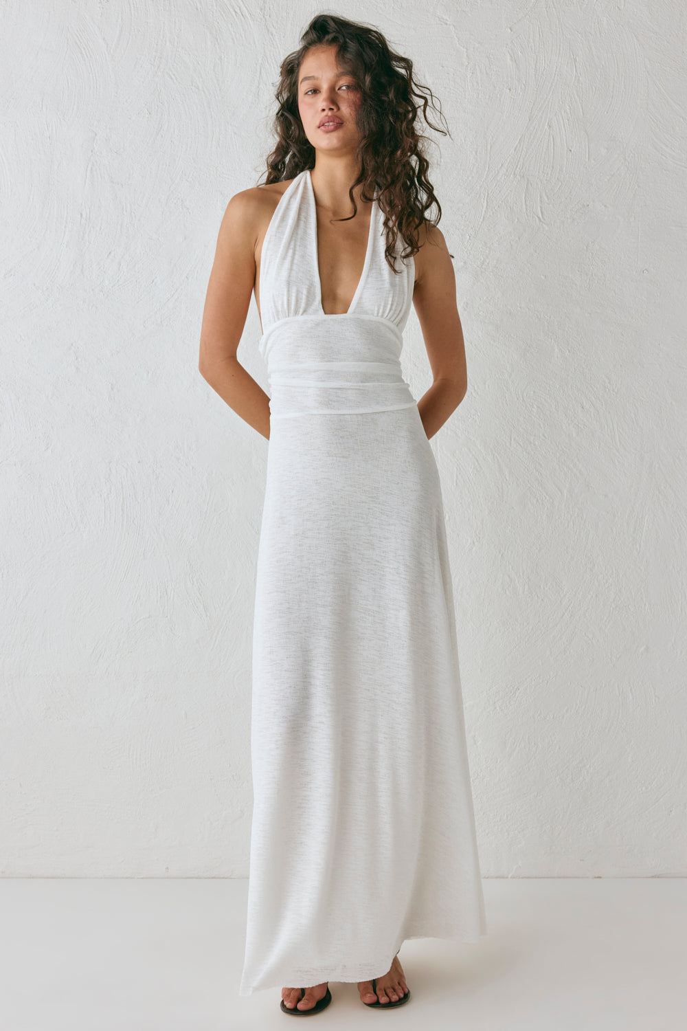 When In Italy Halter Midi Dress White - size:Natasha:AU 8 / US 4