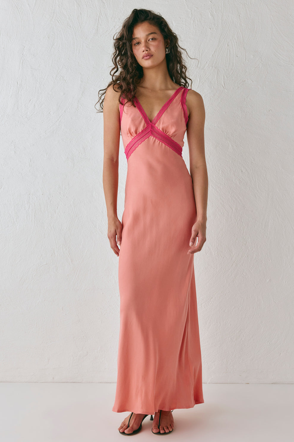 Meet Me On The Dance Floor Bias Cut Maxi Dress Coral VRG GRL Meet Me On The Dance Floor Bias Cut Maxi Dress Coral VRG GRL