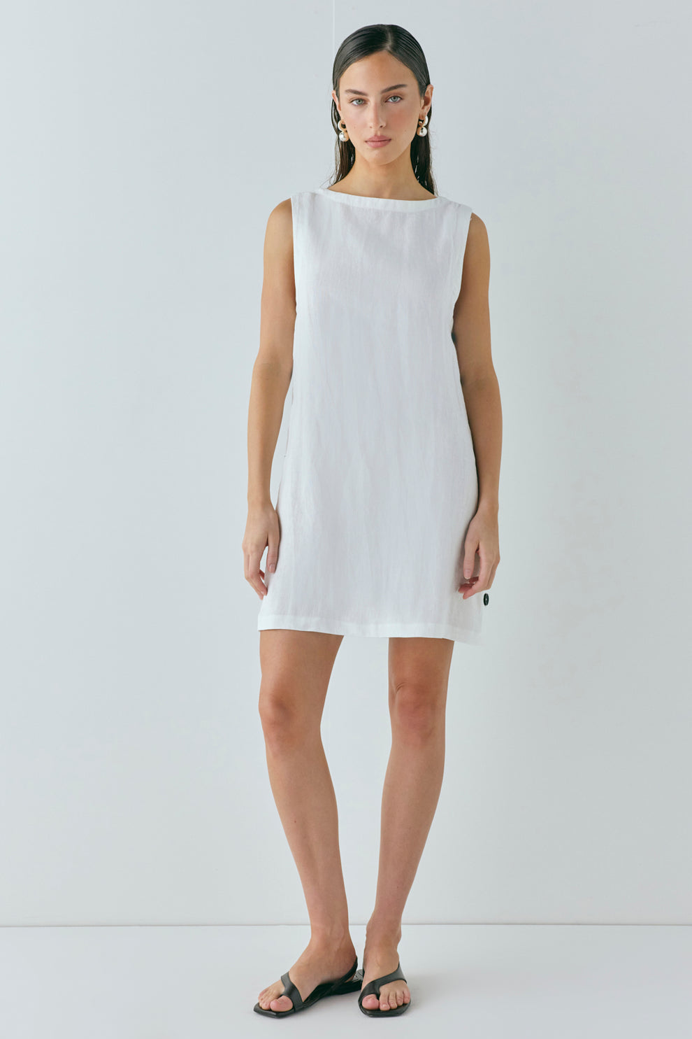 Annabelle Linen Mini Dress White VRG GRL Annabelle Linen Mini Dress White VRG GRL