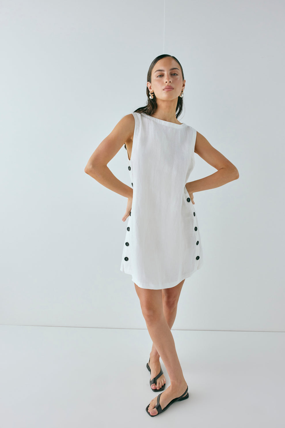 Annabelle Linen Mini Dress White VRG GRL Annabelle Linen Mini Dress White VRG GRL